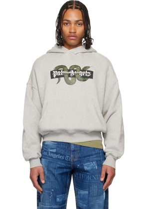 Palm Angels Gray Snake Graphic Hoodie