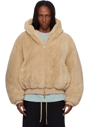 Fear of God Beige Alpaca Hooded Bomber Jacket