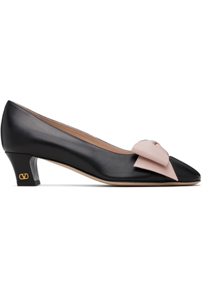 Valentino Garavani Black & Pink Bow Leather Heels