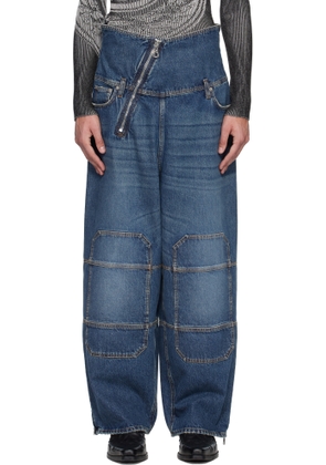Jean Paul Gaultier Blue Zipped Patch Jeans