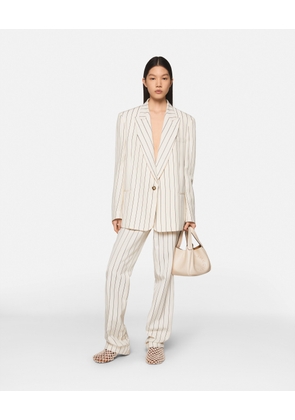 Stella McCartney - Striped Single-Breasted Blazer, Woman, Cream with black pinstripe, Size: 46