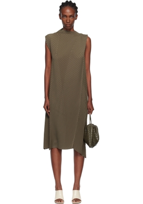 ISSEY MIYAKE Khaki Soft Fold Pleats Midi Dress