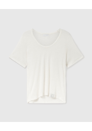 Stella McCartney - Semi-Sheer Knit Crewneck T-Shirt, Woman, Cream, Size: L