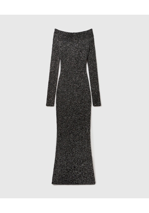 Stella McCartney - Sequin Off-Shoulder Floor-Length Dress, Woman, Black, Size: L