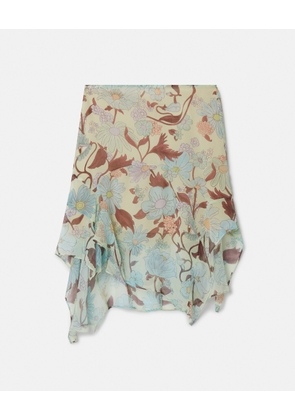 Stella McCartney - Lady Garden Print Silk Chiffon Skirt, Woman, Mint Multicolour, Size: 44