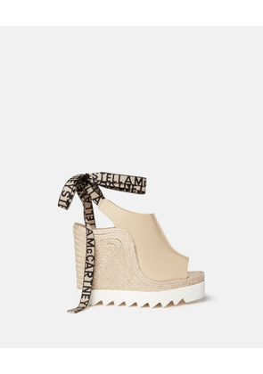 Stella McCartney - Gaia Alter Mat Peeptoe Wedge Espadrilles, Woman, Sand, Size: 39
