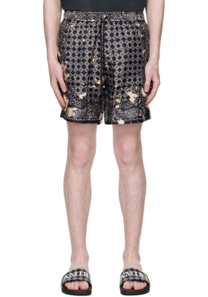 AMIRI Black Bleach Bandana Shorts