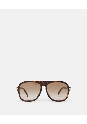 Stella McCartney - Straight-Edge Sunglasses, Woman, Glossy tortoiseshell and gold
