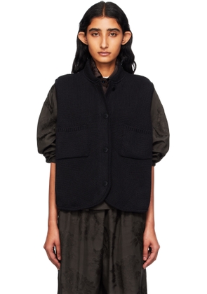 Cordera Black Boxy Cotton Waistcoat Cardigan