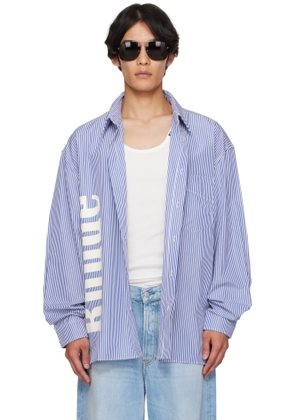 Rhude Blue & White 'Rhude' Side Logo LS Shirt