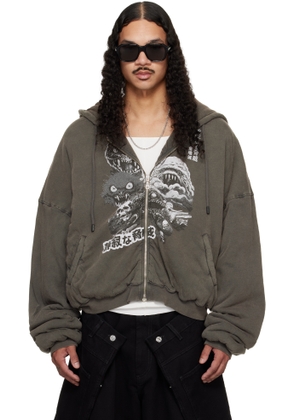 LU'U DAN Gray Wadded Hoodie