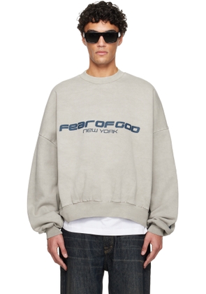 Fear of God ESSENTIALS Gray Holiday Heavy Fleece Cropped Relaxed Sweatshirt