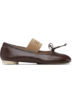 MM6 Maison Margiela Brown Anatomic Numeric Ballerina Flats