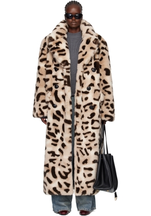 VAQUERA Beige & Brown Leopard Faux-Fur Coat
