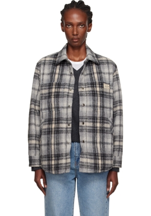 Dunst Gray Quilted Check Flannel Overshirt