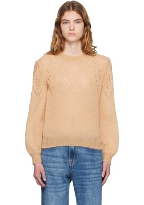 Isabel Marant Etoile Tan Jenia Openwork Mohair Knit Sweater