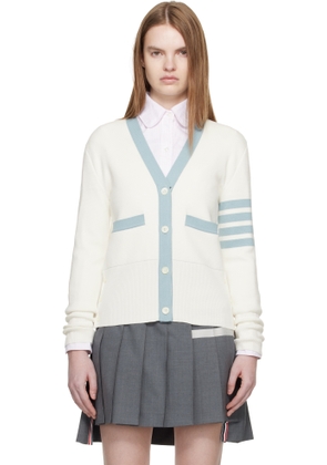 Thom Browne Off-White Milano Stitch Cotton 4-Bar Cardigan