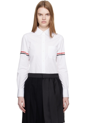 Thom Browne White Poplin Armbands Classic Round Collar Shirt