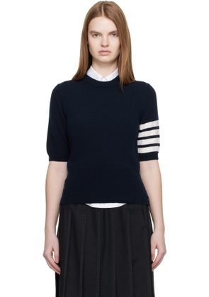 Thom Browne Navy Jersey Intarsia Classic Fit 4-Bar T-shirt