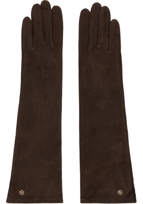 Handsome Stockholm Brown Essentials Long Suede Gloves