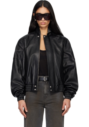 LU'U DAN Black Blouson Leather Jacket
