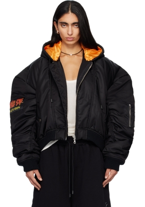 LU'U DAN Black Distorted MA1 Bomber Jacket