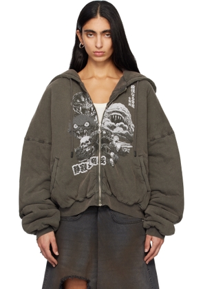 LU'U DAN Gray Wadded Hoodie