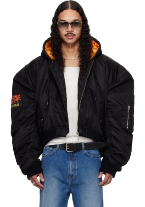 LU'U DAN Black Distorted MA1 Bomber Jacket