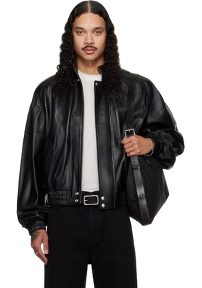 LU'U DAN Black Blouson Leather Jacket