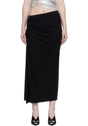 Rabanne Black Draped Midi Skirt