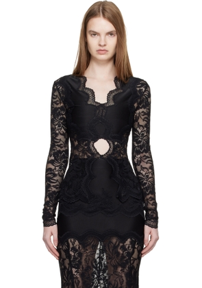 Rabanne Black Long-Sleeved Lace Blouse