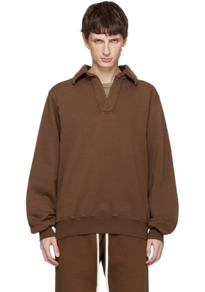 Les Tien Brown Heavyweight Moto Back Polo