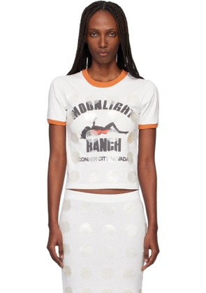 Conner Ives White Mother of Pearl Paillette Ringer T- shirt