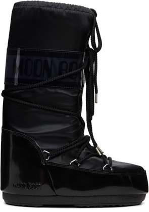 Moon Boot Black Icon Glance Satin Boots