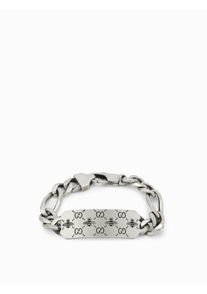 Signature Gucci bracelet in silver with bee engraving and GG monogram