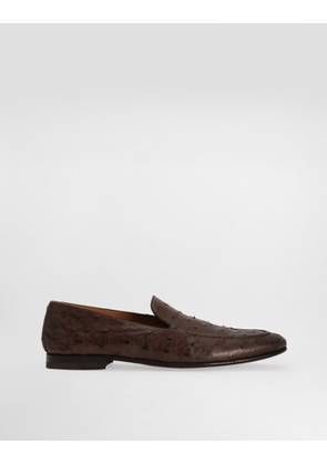 Dolce & Gabbana Ostrich Leather Slippers - Man Driver Shoes And Loafers Brown 40
