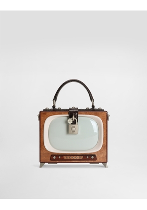 Dolce & Gabbana Tv Dolce Box Bag In Hand-painted Wood - Woman Handbags Multi-colored Onesize