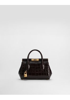 Dolce & Gabbana Marlene Day Mini Handbag In Polished Alligator - Woman Handbags Brown Onesize