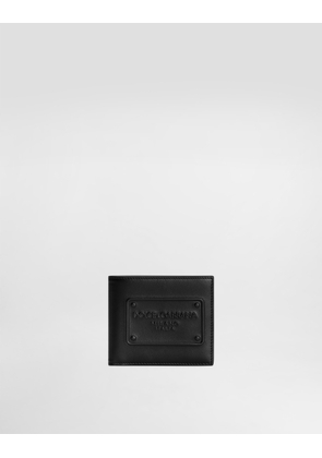 Dolce & Gabbana Calfskin Bifold Wallet With Raised Logo - Man Wallets And Small Leather Goods Black Leather Onesize