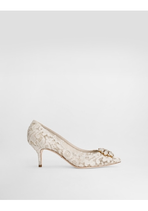 Dolce & Gabbana Pump In Taormina Lace With Crystals - Woman Pumps And Slingback Gray Lace 38.5