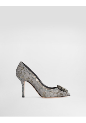 Dolce & Gabbana Pump In Taormina Lace With Crystals - Woman Pumps And Slingback Gray Lace 40.5