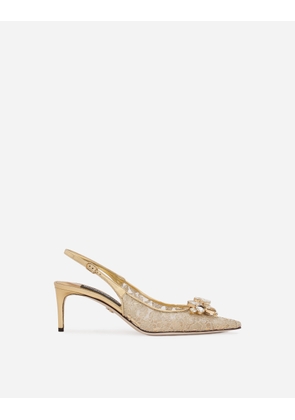 Dolce & Gabbana Rainbow Lace Slingbacks In Lurex Lace - Woman Pumps And Slingback Gold Lace 39