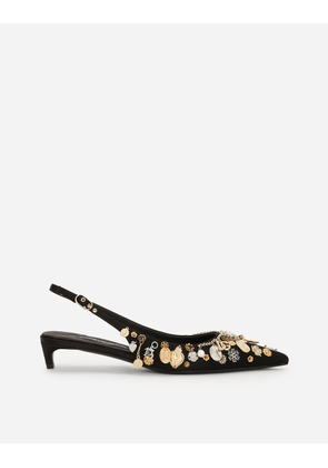 Dolce & Gabbana Satin And Embroidered Slingbacks - Woman Pumps And Slingback Multicolor 38