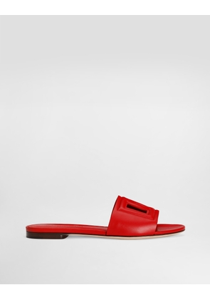 Dolce & Gabbana Calfskin Sliders - Woman Slides And Mules Red Leather 36