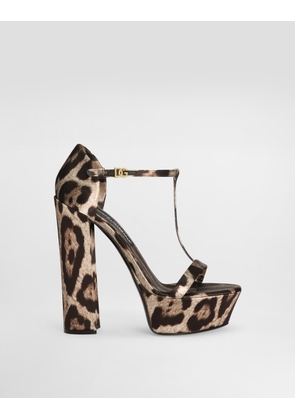 Dolce & Gabbana Printed Satin Sandals - Woman Sandals And Wedges Animal Print 36