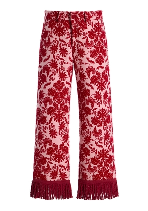 LA VESTE Jason Fringed Flocked-Wool Pants - Moda Operandi