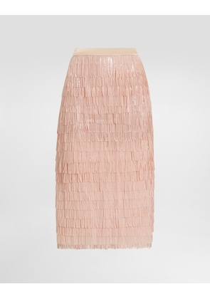 Dolce & Gabbana Sequined Midi Skirt With Fringed Embellishment - Woman Skirts Pink 40
