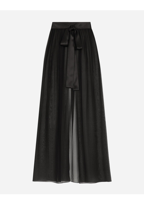 Dolce & Gabbana Long Silk Chiffon Skirt With Belt - Woman Skirts Black Silk 38