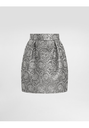 Dolce & Gabbana Floral Lamé Jacquard Miniskirt - Woman Skirts Silver 46