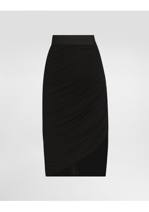 Dolce & Gabbana Asymmetrical Jersey Skirt With Draping - Woman Skirts Black Viscose 36